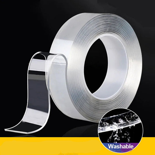 Ultra-Strong Transparent Double-Sided Adhesive Tape - Reusable, Waterproof, Heat-Resistant for Home and Bathroom Decor