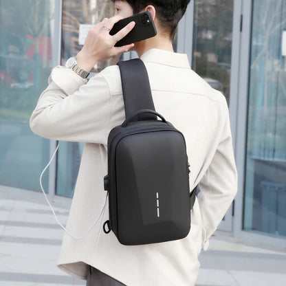 Men's Anti-Theft Crossbody Bag with USB Charging Port - Fashionable Business Shoulder Travel Storage Pack