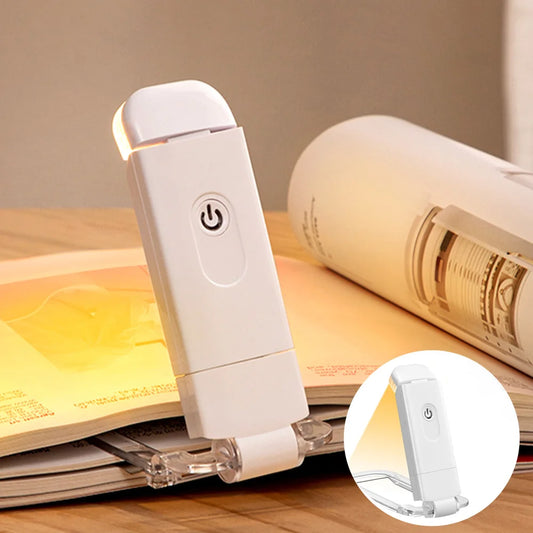 Portable LED Book Light – USB Rechargeable, Eye-Caring Clip-On Reading Lamp for Desk & Nighttime Use