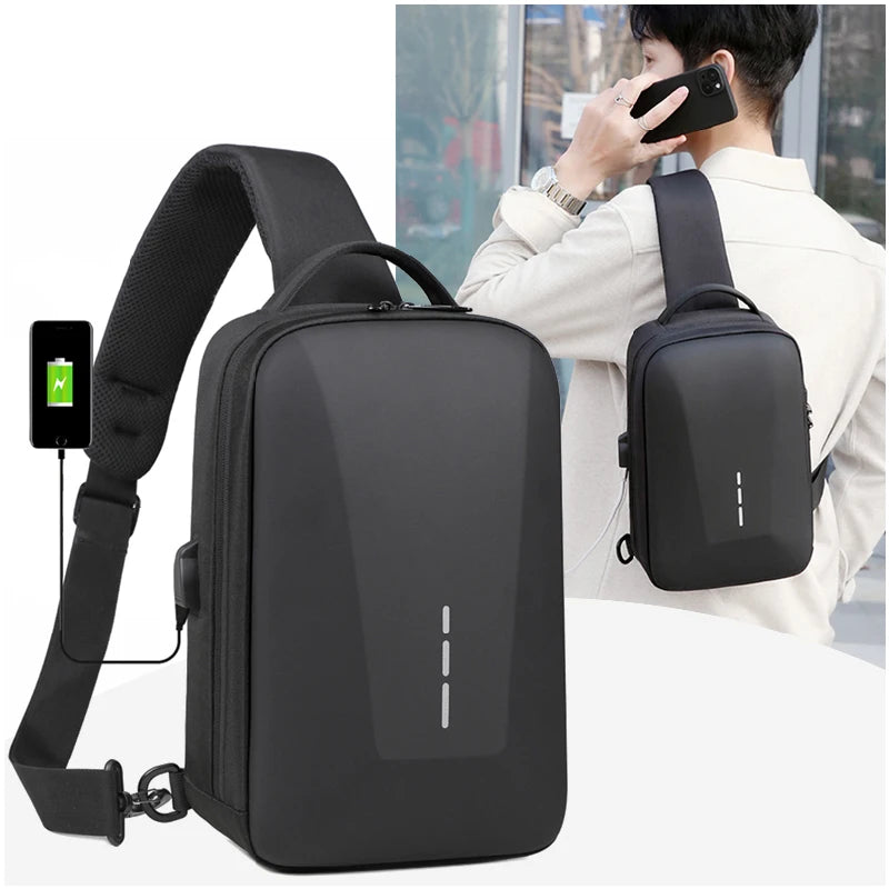 Men's Anti-Theft Crossbody Bag with USB Charging Port - Fashionable Business Shoulder Travel Storage Pack