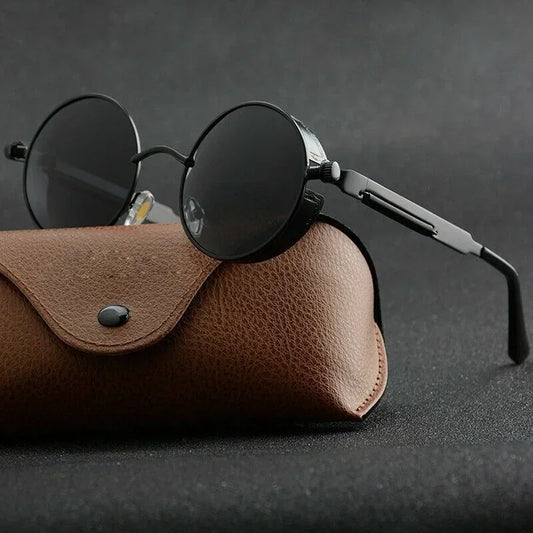 Retro Round Steampunk Sunglasses - Classic Metal Frame for Men and Women