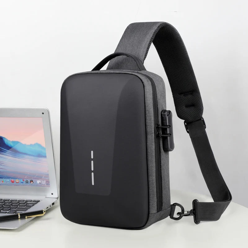 Men's Anti-Theft Crossbody Bag with USB Charging Port - Fashionable Business Shoulder Travel Storage Pack